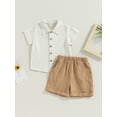 thumbnail image 3 of Musuos Kids Boys Summer Outfits 6 12 18 24M 3 4Y Short Sleeve Turn-Down Collar Shirts and Elastic Waist Shorts Toddler Clothes Set, 3 of 10