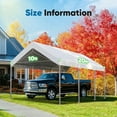thumbnail image 5 of Quictent Carport Replacement Tarp Canopy Top Cover with Edge with Bungees Balls, for 10x20 ft Garage Party Tent Shelter - White, One Roof Only, 5 of 8