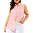 thumbnail image 6 of Unique Bargains Women's Plus Size Sleeveless Button Down Work Fashion Tank Top 1X Pink, 6 of 8