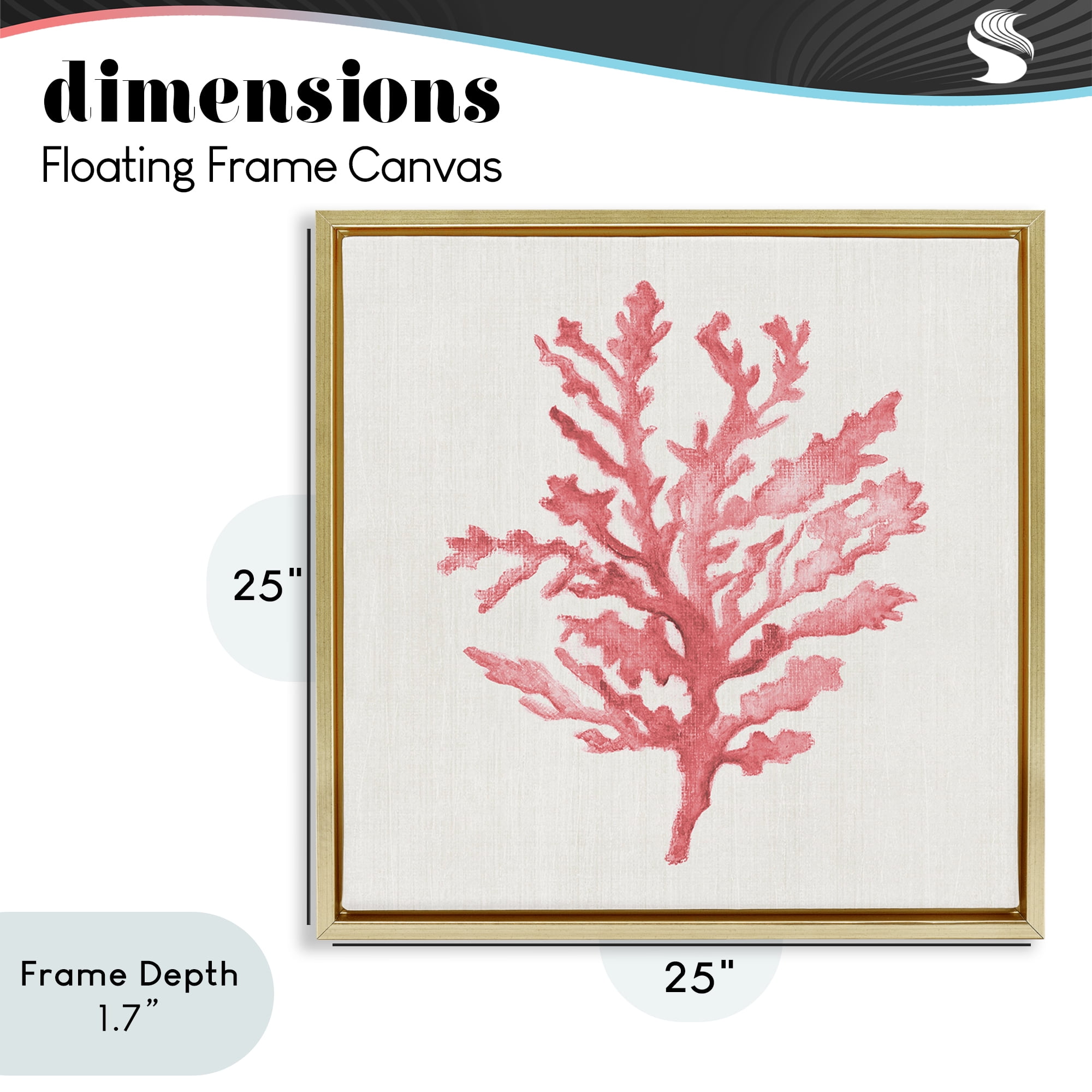 Stupell Industries Rosy Pink Coral Branch Gold Framed Floater Canvas Wall Art, design by Janet Tava