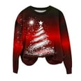 thumbnail image 4 of Enjoytime Christmas Sweatshirts for Women Long Sleeve Crewneck Pullover Sweatshirt Xmas Tree Graphic Holiday Plus Size Top Red XXL, 4 of 4