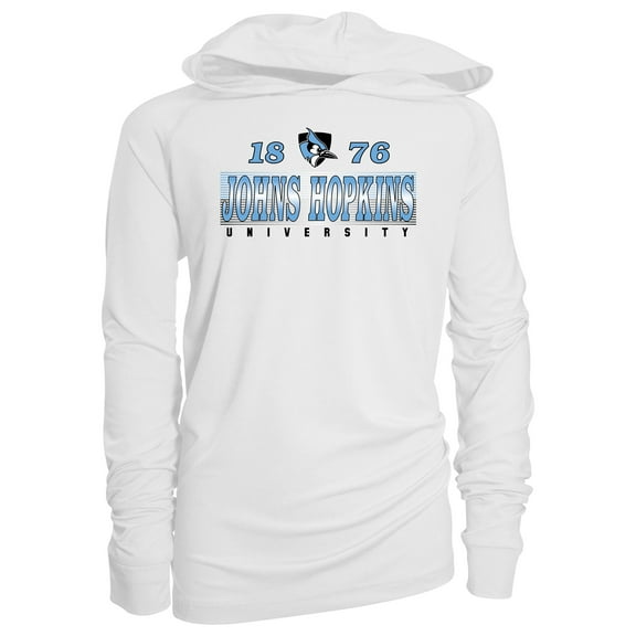 Youth Garb White Johns Hopkins Blue Jays Marley Long Sleeve Raglan Hoodie Sunshirt