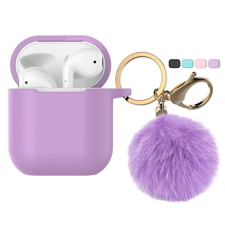  Airpods Case No Keychain,AirPods Case Cover,Full Protective  Silicone AirPods Accessories Skin Cover,Compatible with Airpods 1 & 2 Case,Front  LED Visible,Supports Wireless Charging(Purple) : Electronics