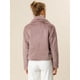 thumbnail image 5 of Abrigo mullido de piel sintética con solapa de muesca y chaqueta recortada para mujer Otoño Invierno Rosa empolvado L, 5 of 6