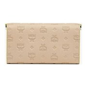 MCM Women's Leather Visetos Monogram Folio Handbag, Beige