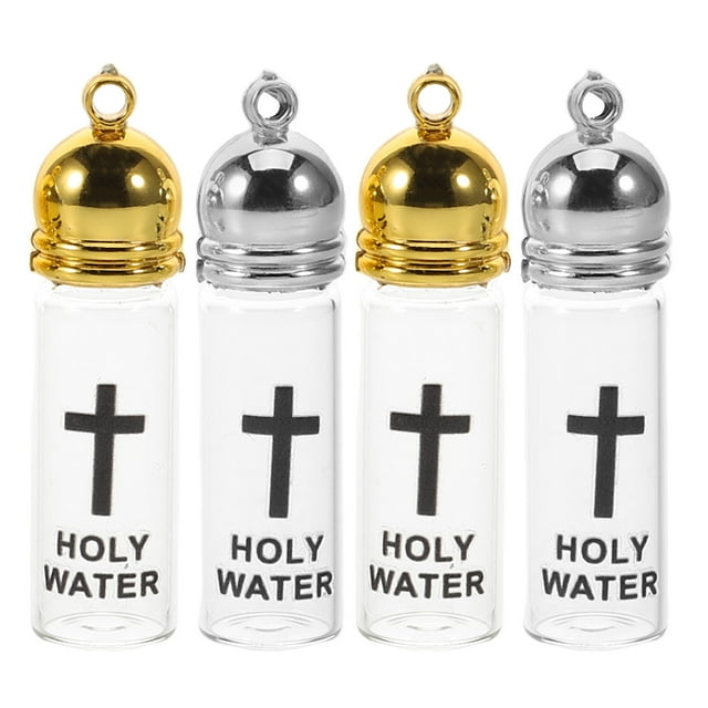 Botellas de agua bendita de vidrio para bautismo cristiano, ceremonias religiosas, recipientes vacíos de agua bendita pequeños rellenables, 4 Uds.