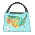 thumbnail image 2 of Lsque USA Tourist Map Pattern Portable Insulation Lunch Bag, Insulated Food Delivery Bag, Meal Grocery Tote Insulation Bag Large Capacity Reusable Warming Bag, 2 of 9