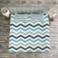 thumbnail image 3 of Ambesonne Blue Quilted Bedspread Set 3 Pcs, Ocean Zig Zag Chevron Line, Queen Size, Pale Blue Dark Blue, 3 of 3