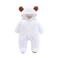 thumbnail image 3 of GYRATEDREAM 0-12 Month Infant Baby Boys Girls Footed Fleece Jumpsuit Newborn Winter Hooded Rompers Snowsuit Thick Warm Coat Pajamas Cute Ear Bodysuits Outwear, 3 of 5