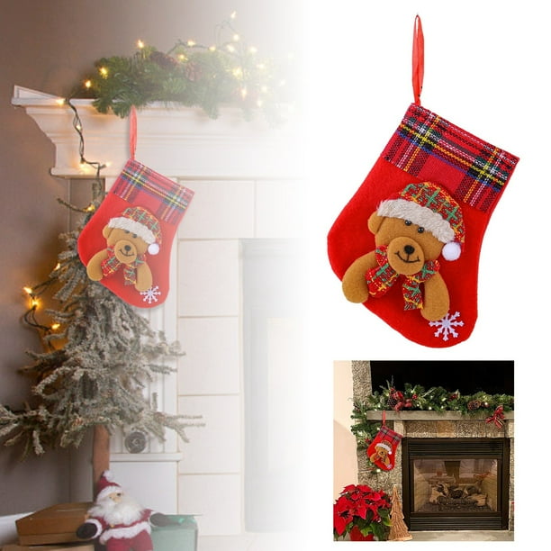 Bolsa De Caramelos Con Forma De Calcetín Navideño Bolsa Con Forma De Árbol De Navidad Colgante Con Forma De Calcetín Navideño Con Renos Bolsa