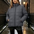 thumbnail image 6 of Womens Lightweight Puffer Jacket Zip Up Stand Collar Box Quilted Oversized Padded Coat Warm Fall Winter Casual Outerwear with Pockets, 6 of 8