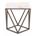 thumbnail image 3 of ZUO Tintern Faux Marble Top End Table in Stone and Antique Brass, 3 of 6