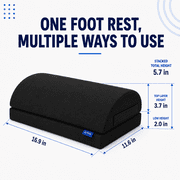 Qutool Memory Foam Foot Rest Under Desk, Adjustable Height Office Footrest with Washable Cover & Non-Slip Bottom, Black