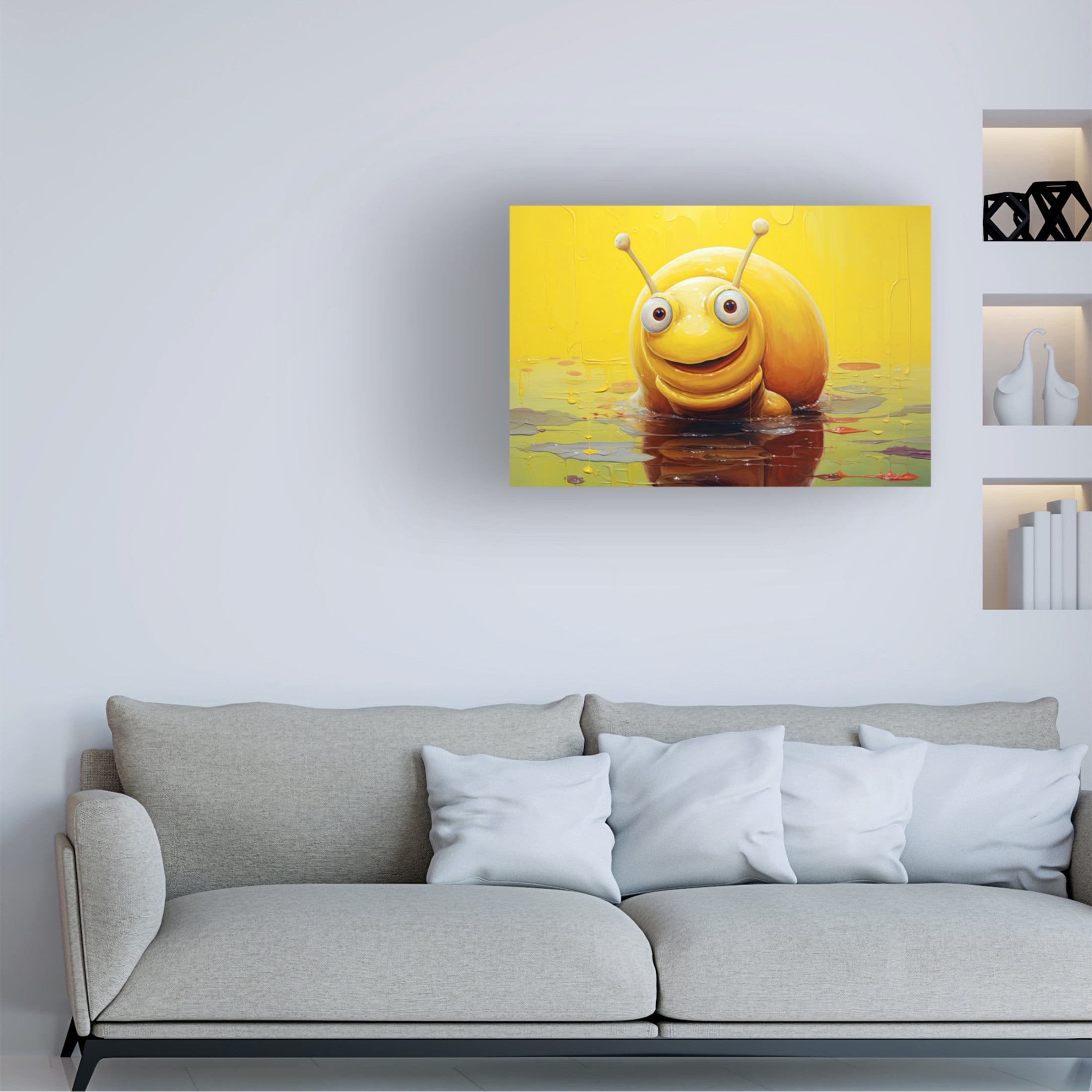 Canvas Wall Art - Momart 'Yellow Snail' Wall Art for Living Room, Bedroom, or Office Décor by Trademark Fine Art - 19 x 12 Inches