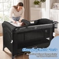 thumbnail image 4 of Babyeap 7-in-1 Baby Bassinet with Playard and Bedside Sleeper, Changing Table, Toy Bar, Extra Large Storage Bag, Travel Crib for Newborns and Infants, Black, 4 of 14