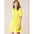 thumbnail image 3 of INSPIRE CHIC Women's Casual Short Sleeve Solid Color Button Down Shirt Dress, 3 of 4