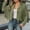 Army Green, variant on Suede Cropped Fringe Jacket for Women Long Sleeve Slim Fit Tassel Notched Lapel Motorcycle Jacket Outerwear