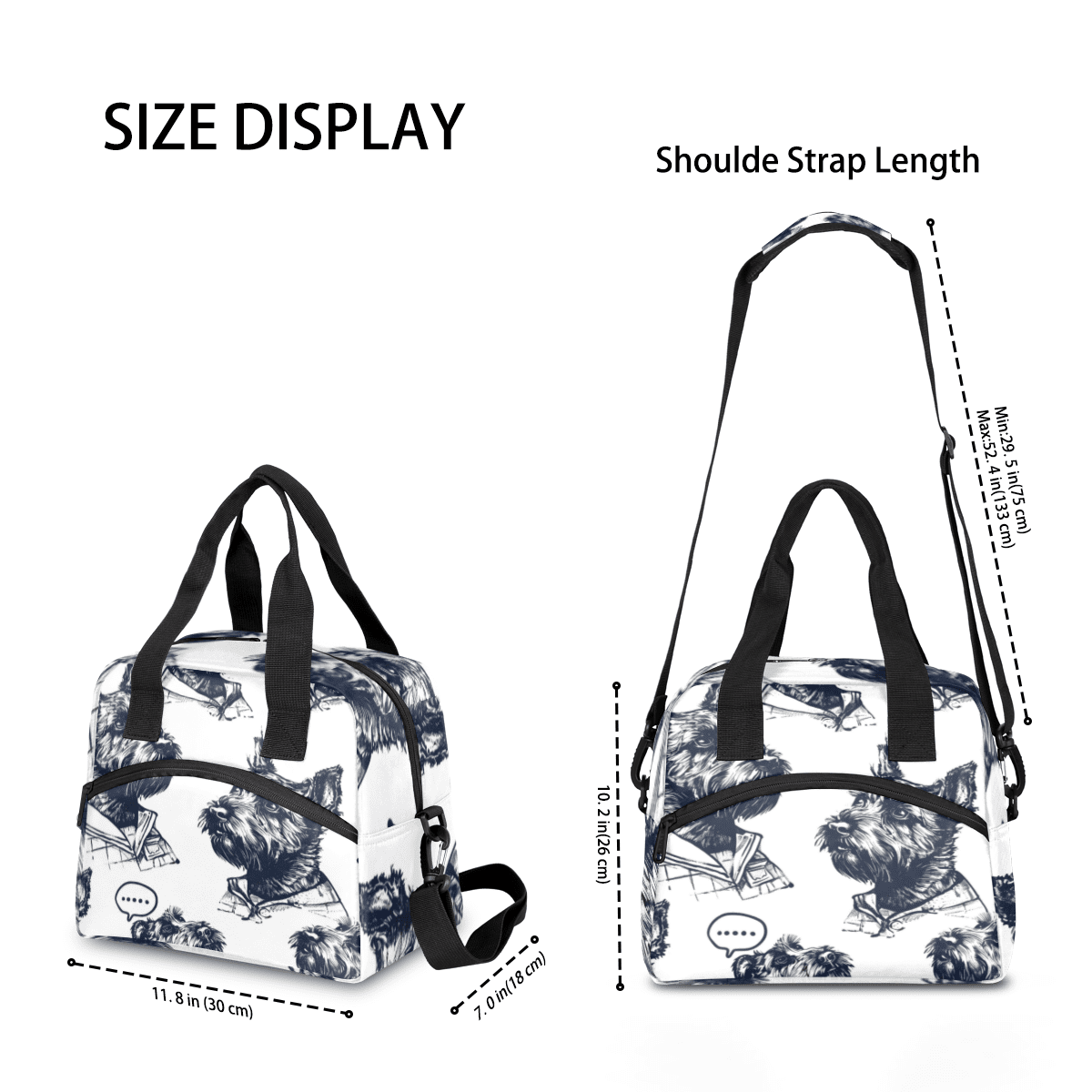 Herdesigns Cool Dogs Scottish Terrier Insulated Lunch Bag for Women Men Adults Large Reusable Lunch Box Leakproof Portable Cooler Tote Bags with Adjustable Shoulder Strap