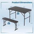 thumbnail image 3 of Aimee Lii Outdoor Folding Table Bench Set w All-Weather HDPE Tabletop and Sturdy Metal Frame, Patio Furniture for Outdoor Garden Backyard Pool Deck-Black, 3 of 10
