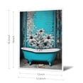 thumbnail image 5 of Modern Abstract Artwork Bathtub Daisy Bathroom Wall Art Rustic Wood Board Background Decor for Bedroom,Living Room,Office,and Home Blue Unframe Ready to Hang 12 x 16, 5 of 5