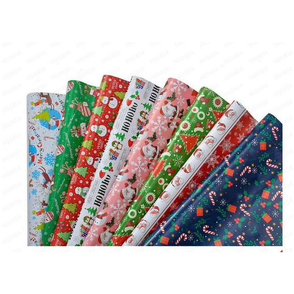 Christmas Rolled Wrapping Paper Value Pack - Jumbo Gift Wrap Rolls, Square Feet Total, Nutcracker, Candy Cane, Stockings Pack of 8 Christmas Rolled Wrapping Paper Value Pack
