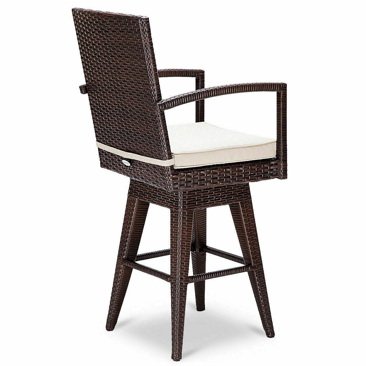 Gymax 2PCS Rattan Wicker Swivel Bar Stool Chair Patio Outdoor Walmart
