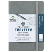 Pentalic - 4"x 6" Gray Traveler Pocket Artist Grid Paper Journal, 160 Pages, 74 lb. Paper