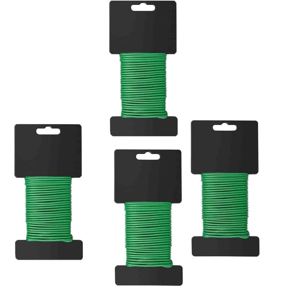 Garden Plant Ties Flexible, Soft Twist Wire Ties 132 Feet, 4 Pack 33 Feet Tomato Plant Support Garden Twine, Rubber Coated Garden Twine Wire Support Plant Stems Stalks,Green