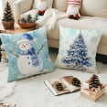 thumbnail image 6 of Winter Snowflake Santa Pillowcases 18x18 Inch Blue Christmas Throw Pillowcases Set of 2 Christmas Winter Holiday Pillowcases Cotton Linen Cushion Covers for Sofa Home Decor, 6 of 7
