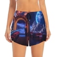 thumbnail image 2 of Balery Futuristic Bar Space View Pattern Women's Running Shorts with Liner 2 Pockets Elastic Workout Athletic Gym Yoga Shorts-X-Large, 2 of 7