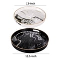 thumbnail image 5 of Benjara Set of 2 Round Accent Trays-Tabletop Decor-Marbling-Black-White-Gold, 5 of 5