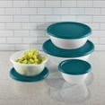 thumbnail image 5 of Mainstays 8 Piece Plastic Covered Bowl Set for Food Prep, Serving & Storage, White Bowls with Teal Lids, BPA-Free, 5 of 12