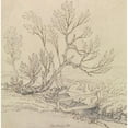 thumbnail image 3 of Joseph Farington 15x15 Black Modern Framed Museum Art Print Titled - Footbridge Over a Stream Near a Willow Tree, 3 of 5