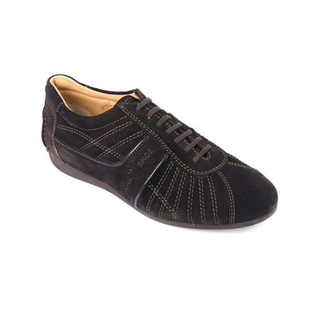 - Car Shoe By Prada Women's Brown Web Stitched Suede Sneakers