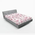 thumbnail image 2 of Ambesonne Floral Fitted Sheet, Modern Romantic Wild Ginkgo, King Size, Pink Dried Rose and White, 2 of 5