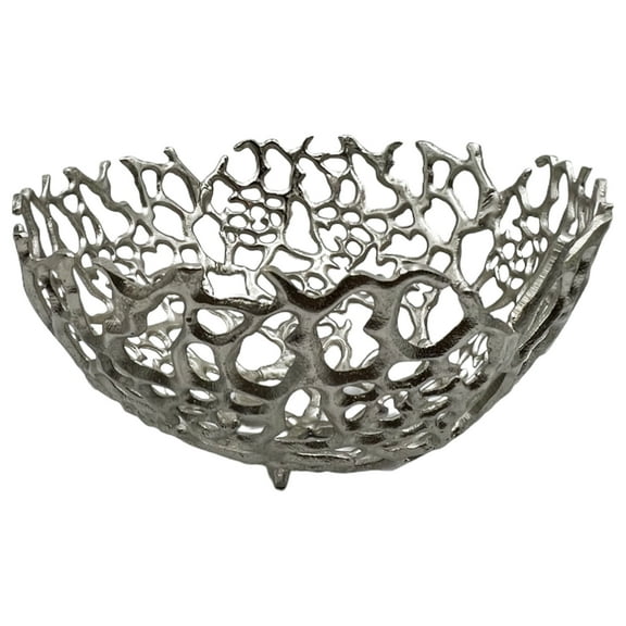 Bergamo Art 17" Decorative Handmade Aluminum Modern Bird Nest Bowl in Nickel