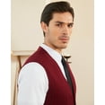 thumbnail image 5 of Kallspin Men's Wool Blend Cable-Knit V Neck Sleeveless Cardigan Vest Sweater(Burgundy Red,3X-Large,Tall), 5 of 9