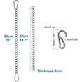 thumbnail image 3 of Cadena de extensión de acero inoxidable 304, 65 cm/25'' de largo, ideal para colgar sillas, columpios y hamacas, carga máxima de 500 kg, incluye 2 mosquetones, 3 of 5