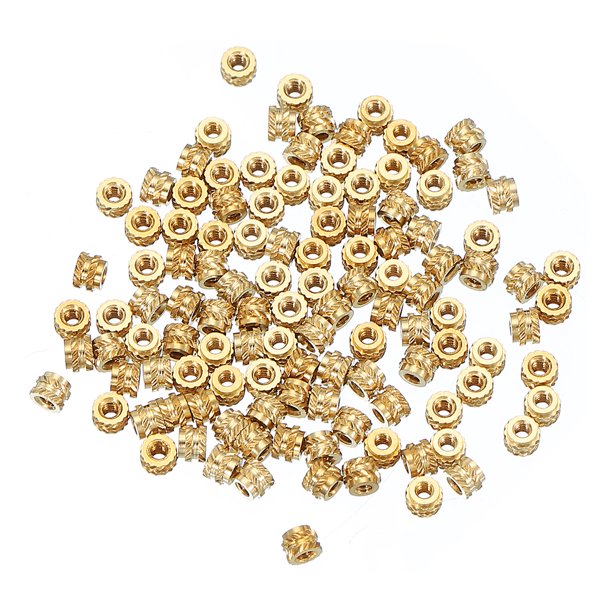 Uxcell 120Pcs M1x1.5x2mm Inserciones roscadas Tuercas estriadas de latón Oro
