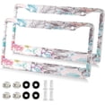 thumbnail image 2 of Coolnut Vintage Flowers License Plate Frame 2 Pack 2 Holes Car Aluminum License Plate Holder Automotive Parts Decoration Universal with Screw Caps Cover, 2 of 7