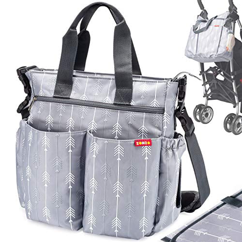 Insulated Pockets Wipes Pocket Stroller Straps Baby Changing Bag by Zohzo Waterproof Material and Shoulder Strap Diaper Bag Nappy Diaper Tote Bag with Changing Pad
