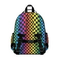 thumbnail image 3 of Rainbow Checkerboard Backpack for School,Cute School Bag,Schoolbag with Adjustable Shoulder Straps & Padded Back,15.25"x11.5"x5.25", 3 of 6