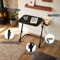 thumbnail image 3 of Homy Casa 1-Piece 21.26'' Folding Tray Table, Adjustable Height Side Table with Cup Holder for Sofa Bed, Black, 3 of 10