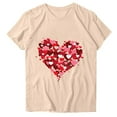 thumbnail image 3 of Camiseta de Manga Corta de Cuello Redondo Impresa para las Mujeres Día de San Valentín, Mezcla Ligera de Poliéster para Primavera Verano Otoño, 3 of 7