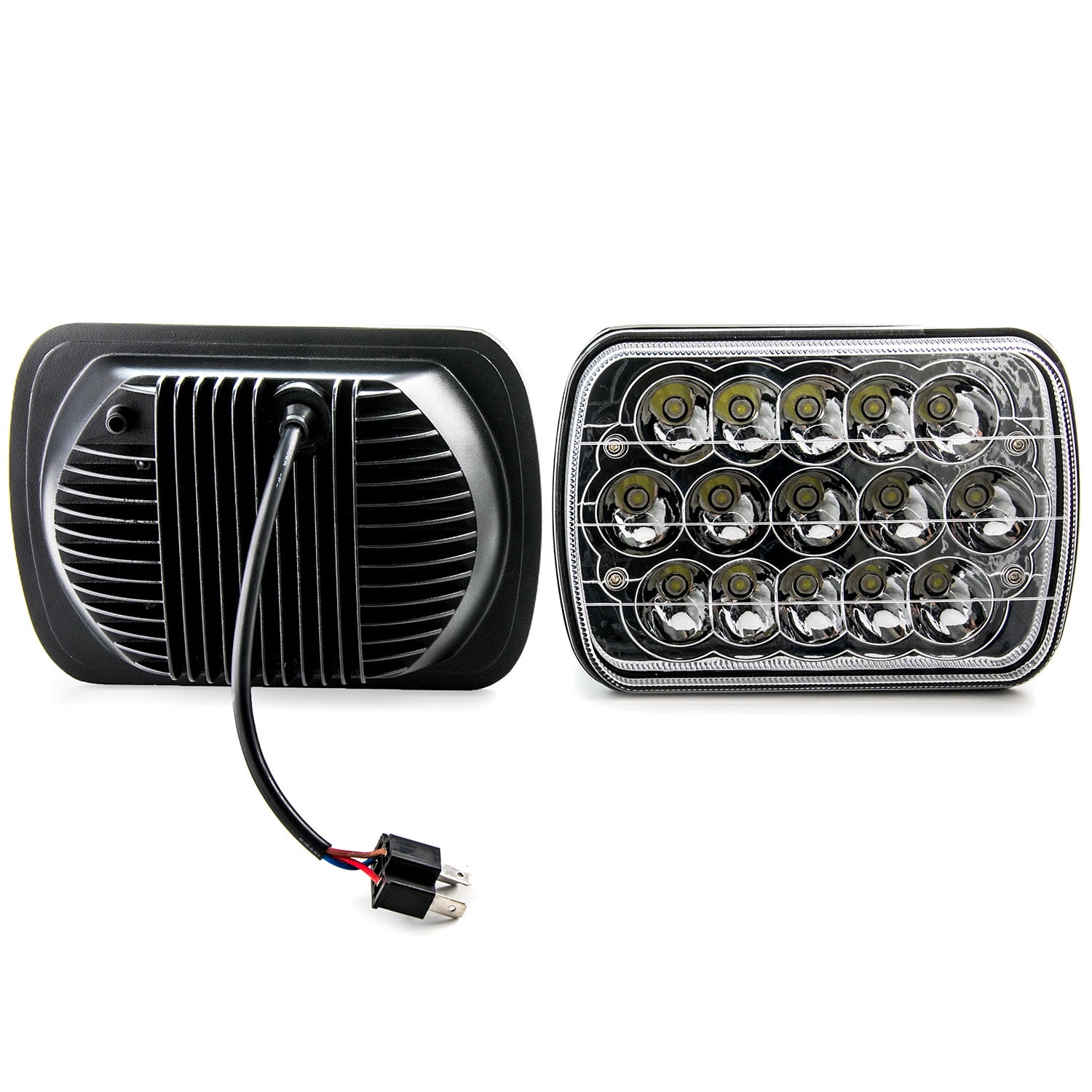 Yuz 2PCS Rectangle 7x6 LED Headlights 5x7 Headlights 6054 H5054 Headlamp Hi//Low Sealed Beam Compatible with Chevy Blazer Express Van//Jeep Wrangler YJ XJ Cherokee Truck Ford Van H6054 LED Headlights
