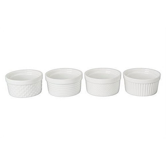 BIA Cordon Bleu 6-Ounce Texture Ramekins, Set of 4, White