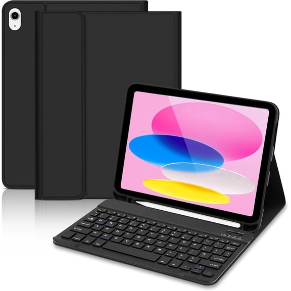 for iPad 11th/10th Generation Case with Keyboard 11 inch/10.9 inch 2025 A16 2022 with Pencil Holder, Magnetic Detachable Wireless Bluetooth Folio Stand Rechargeable Keyboard Cover (Black)