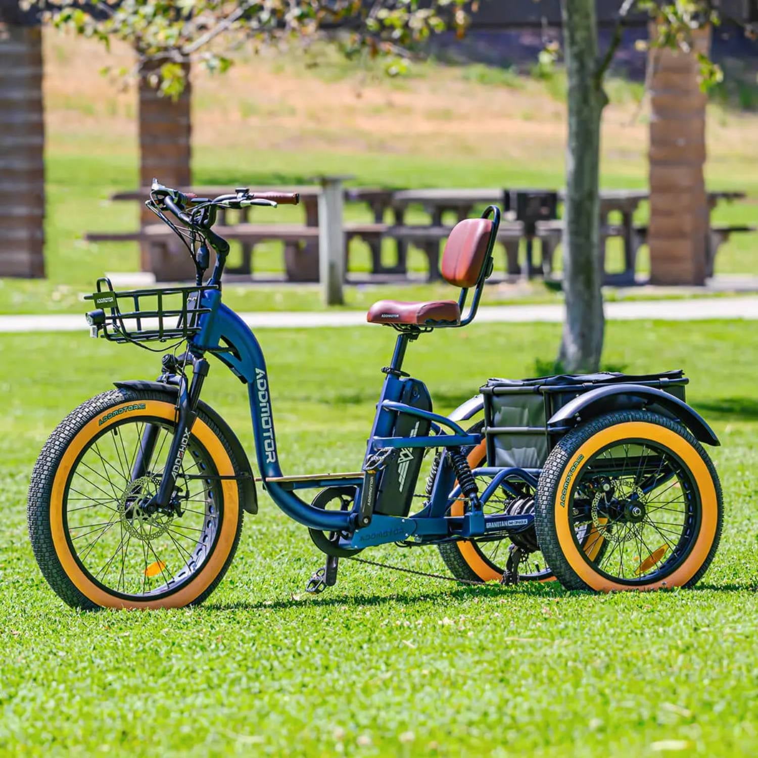 ADDMOTOR Electric Trike for Adults, 3 Wheel Electric Bicycle GRANDTAN X, 85Miles, 48V 20Ah UL Battery, 750W Rear Motor Step Through Electric Tricycle with Full Suspension