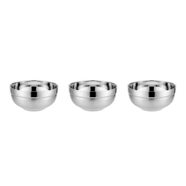 Toystoory Cuenco de acero inoxidable de 2 capas para el hogar de alta capacidad, seguro, delicado y cómodo, cuencos de Metal para comida Type1 NO1