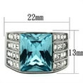 thumbnail image 2 of High polished (no plating) Stainless Steel Ring with Synthetic Synthetic Glass in Sea Blue for Women Sea Blue Stone Color Style TK394 Size 7, 2 of 4